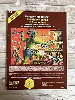 Bild des Verkufers fr Hidden Shrine of Tamoachan (Advanced Dungeons and Dragons Module C1) zum Verkauf von Ox Cart Books