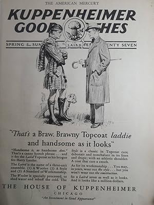 Imagen del vendedor de Advertisement for House of Kuppenheimer "That's a Braw, Brawny Topcoat, Laddie, and Handsome As it Looks." a la venta por Hammonds Antiques & Books