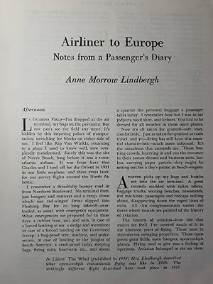 Bild des Verkufers fr Article: Airliner to Europe "Notes from a Passenger's Diary" zum Verkauf von Hammonds Antiques & Books