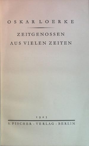 Bild des Verkufers fr Zeitgenossen aus vielen Zeiten. zum Verkauf von books4less (Versandantiquariat Petra Gros GmbH & Co. KG)