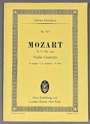 Seller image for Concerto A Major for Violin and Orchestra, Kchel Edition, No. 219 for sale by DuBois Rare Books