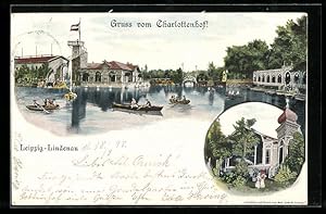 Bild des Verkufers fr Ansichtskarte Leipzig-Lindenau, Charlottenhof mit Ruderbooten zum Verkauf von Bartko-Reher
