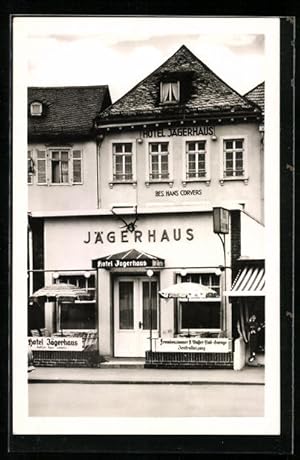 Ansichtskarte Rüdesheim /Rh., Hotel Jägerhaus von Hans Corvens in der Rheinstrasse