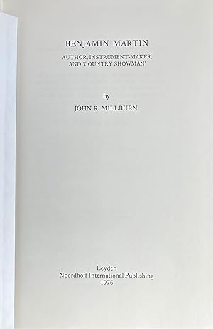 Seller image for Benjamin Martin: author, instrument-maker, and 'country showman' and Supplement for sale by Acanthophyllum Books