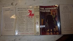 Seller image for THE MIDNIGHT VISITOR, JUDY BOLTON MYSTERY #12 SIGNED BY AUTHOR MARGARET SUTTON, IN COLOR DUSTJACKET OF GIRL ANSWERING DOOR , Illustrated Pelagie Doane ,When Judy and Peter become stranded in an abandoned house during a storm, the last thing they expect is to meet a ghost. The ghost turns out to be a girl named Sally for sale by Bluff Park Rare Books