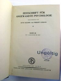 Zeitschrift für angewandte Psychologie. - Bd. 46 / 1934.