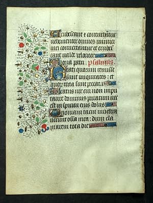 MANUSCRIT ORIGINALE SUR PARCHEMIN VÉLIN du XVeme siècle, enluminure du moyen age