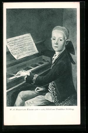 Bild des Verkufers fr Knstler-Ansichtskarte W. A. Mozart am Klavier zum Verkauf von Bartko-Reher