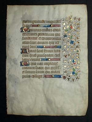 MANUSCRIT ORIGINALE RELIGIEUX SUR PARCHEMIN VÉLIN du XVeme, enluminure moyen age