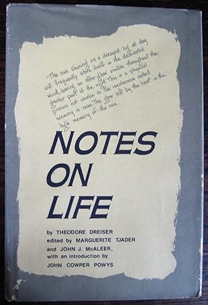 Seller image for Notes on Life. Edited by Marguerite Tjader and John J. McAleer. [With an introduction by John Cowper Powys] for sale by James Fergusson Books & Manuscripts