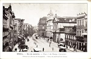 Bild des Verkufers fr Ansichtskarte / Postkarte Rio de Janeiro Brasilien, Rue 1o de Marco, Carceler, Strae des 1. Mrz zum Verkauf von akpool GmbH