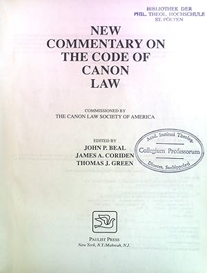 Seller image for New Commentary on the Code of Canon Law. Commissioned by the Canon Law State Society of America for sale by books4less (Versandantiquariat Petra Gros GmbH & Co. KG)