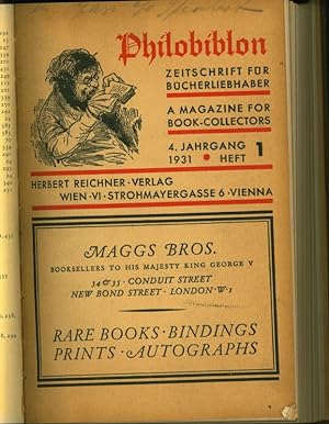 Philobiblon. Eine Zeitschrift für Bücherliebhaber. A magazine for Book-Collectors. Vierter Jahrga...