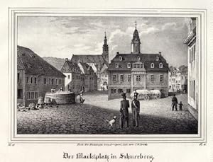 Bild des Verkufers fr Der Marktplatz. Kreidelithographie von C.W.Arldt nach A.Arrigoni aus Saxonia. zum Verkauf von Antiquariat Heinz Tessin