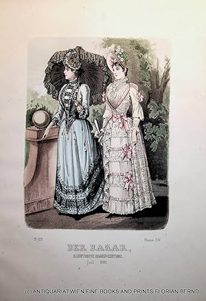 Bild des Verkufers fr Damenmode 1889 Der Bazar. Illustrirte Damen-Zeitung Tafelnummer 122 zum Verkauf von ANTIQUARIAT.WIEN Fine Books & Prints