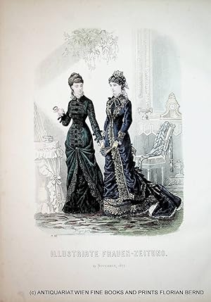 Bild des Verkufers fr Damenmode 1877 Illustrirte Frauen-Zeitung Tafelnummer 342 zum Verkauf von ANTIQUARIAT.WIEN Fine Books & Prints