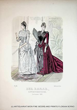 Bild des Verkufers fr Damenmode 1889 Der Bazar. Illustrirte Damen-Zeitung Tafelnummer 126 zum Verkauf von ANTIQUARIAT.WIEN Fine Books & Prints