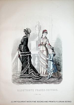 Bild des Verkufers fr Damenmode 1877 Illustrirte Frauen-Zeitung Tafelnummer 323 zum Verkauf von ANTIQUARIAT.WIEN Fine Books & Prints