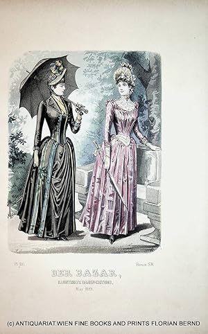 Bild des Verkufers fr Damenmode 1889 Der Bazar. Illustrirte Damen-Zeitung Tafelnummer 120 zum Verkauf von ANTIQUARIAT.WIEN Fine Books & Prints