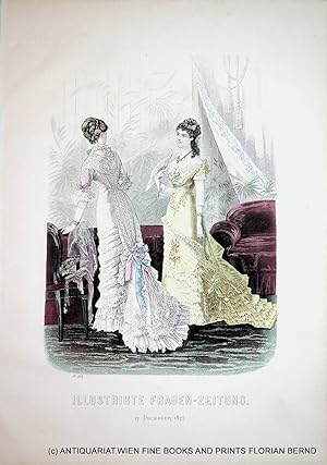 Bild des Verkufers fr Damenmode 1877 Illustrirte Frauen-Zeitung Tafelnummer 345 zum Verkauf von ANTIQUARIAT.WIEN Fine Books & Prints
