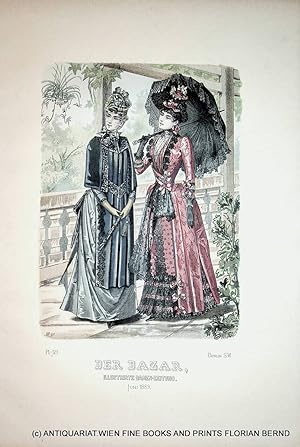 Bild des Verkufers fr Damenmode 1889 Der Bazar. Illustrirte Damen-Zeitung Tafelnummer 121 zum Verkauf von ANTIQUARIAT.WIEN Fine Books & Prints
