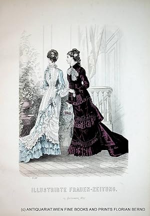 Bild des Verkufers fr Damenmode 1877 Illustrirte Frauen-Zeitung Tafelnummer 339 zum Verkauf von ANTIQUARIAT.WIEN Fine Books & Prints