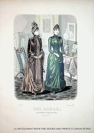 Bild des Verkufers fr Damenmode 1889 Der Bazar. Illustrirte Damen-Zeitung Tafelnummer 118 zum Verkauf von ANTIQUARIAT.WIEN Fine Books & Prints