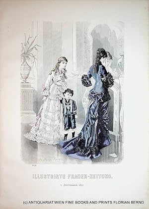 Bild des Verkufers fr Damenmode 1877 Illustrirte Frauen-Zeitung Tafelnummer 335 zum Verkauf von ANTIQUARIAT.WIEN Fine Books & Prints