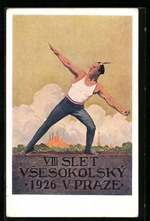 Künstler-Ansichtskarte Praze, VIII. Slet Vsesokolský, Sokol 1926