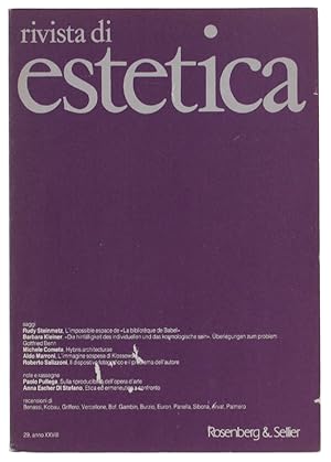 RIVISTA DI ESTETICA n. 29, 1988 - Anno XXVIII: