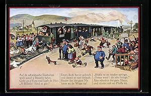 Bild des Verkufers fr Knstler-Ansichtskarte Hans Boettcher: Bauer bindet seinen gerade erst erworbenen Bock am hinteren Wagenteil an zum Verkauf von Bartko-Reher