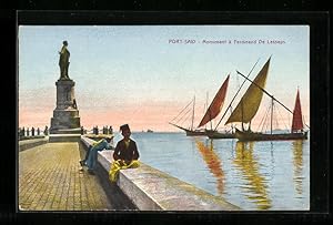 Bild des Verkufers fr Ansichtskarte Port-Said, Monument  Ferdinand De Lesseps zum Verkauf von Bartko-Reher