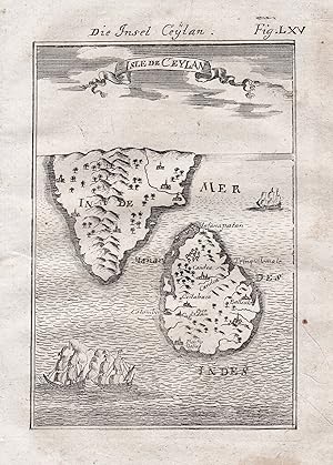 "Isle de Ceylan" - Sri Lanka Ceylon island India Asia map Karte