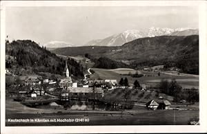 Ansichtskarte / Postkarte Keutschach am See in Kärnten, Blick auf den Ort mit Hochobir, Kirche