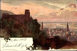 Künstler Ansichtskarte / Postkarte Heidelberg am Neckar, Schloss, Panorama