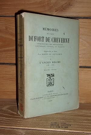 MEMOIRES DU COMTE DUFORT DE CHEVERNY - Tome I : L'Ancien Régime