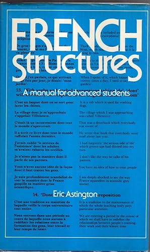 Seller image for French Structures: A Manual for Advanced Students for sale by High Street Books