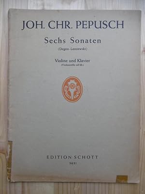 Bild des Verkufers fr Sechs Sonaten fr Violine und Klavier (Cembalo), Viloncello (Gambe) ad lib. Herausgegeben von Dietz Degen. Aussetzung des Generalbasses und Bezeichnung der Violinstimme von Gustav Lenzewski. zum Verkauf von Antiquariat Steinwedel