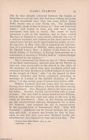 Image du vendeur pour Quakers: Isabel Yeamans. An original article from the Journal of the Friends' Historical Society, 1915. mis en vente par Cosmo Books