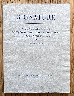 Immagine del venditore per Signature: A Quadrimestrial Of Typography And Graphic Arts No.2 March 1936 venduto da Lott Rare Books