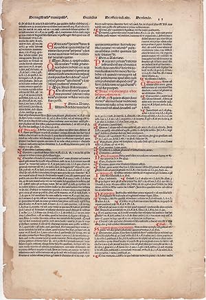 [Leaf of Incunabula] from Justinian I. "Codex de Tortis," by Baptista de Tortis in the Late 15th ...