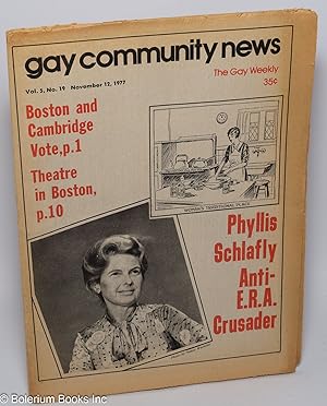 Bild des Verkufers fr GCN - Gay Community News: the gay weekly; vol. 5, #19, Nov. 12, 1977: Phyllis Schafly: Anti-ERA Crusader zum Verkauf von Bolerium Books Inc.