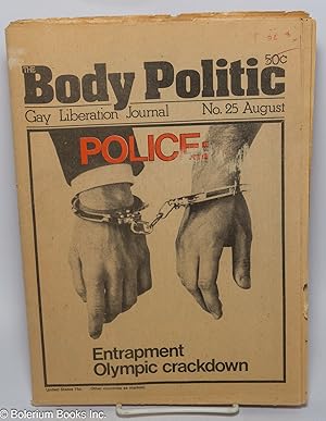 Imagen del vendedor de The Body Politic: gay liberation journal; #25 August 1976: Entrapment Olympic Crackdown a la venta por Bolerium Books Inc.