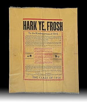 [Americana] Printed Silk Broadside "HARK YE, FROSH" - 1915 Washington State University