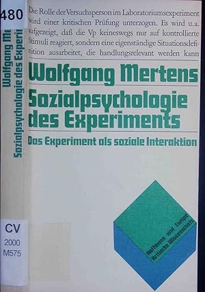 Imagen del vendedor de Sozialpsychologie des Experiments. a la venta por Antiquariat Bookfarm