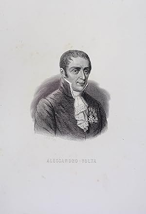 Alessandro Volta. Kupferstich / Radierung v. Nicolas Charles Geoffroy um 1820, 25 x 17,5 cm (Blat...