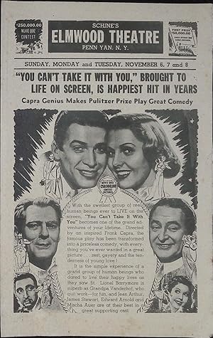 Bild des Verkufers fr You Can't Take it with You Local Theater Herald 1938 James Stewart! zum Verkauf von AcornBooksNH