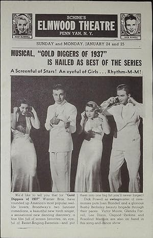 Imagen del vendedor de Gold Diggers of 1937 Local Theater Herald 1937 Dick Powell, Joan Blondell a la venta por AcornBooksNH