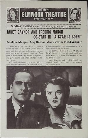 Seller image for A Star is Born Local Theater Herald 1937 Janet Gaynor, Frederic March! for sale by AcornBooksNH