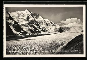 Ansichtskarte Grossglockner mit Pasterze und Johannisberg vom Franz Josef Haus gesehen, Gletscher